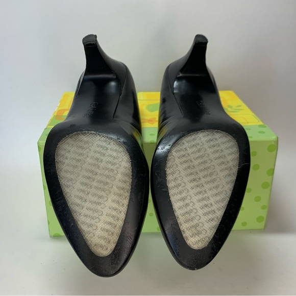 Size 9M Calvin Klein Paxter Black Leather Mid-heel Pumps, Good Used Condition - Picture 2 of 7